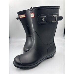 Hunter Women's Original Short Boot Black Matte US 8 Waterproof, Rain Boot New
